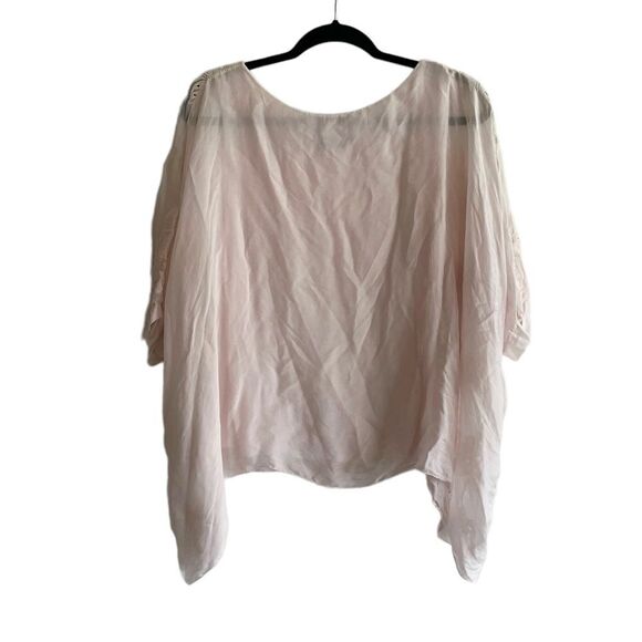 𝅺LUISA RICCI Italy Silk Floral Embroidered Oversized Blouse Pink M - Picture 4 of 6